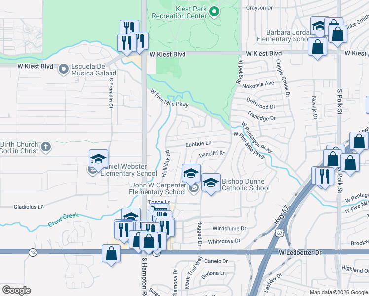 map of restaurants, bars, coffee shops, grocery stores, and more near 3607 Ovid Avenue in Dallas