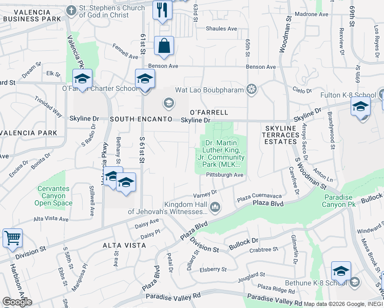 map of restaurants, bars, coffee shops, grocery stores, and more near 709 Omeara Street in San Diego