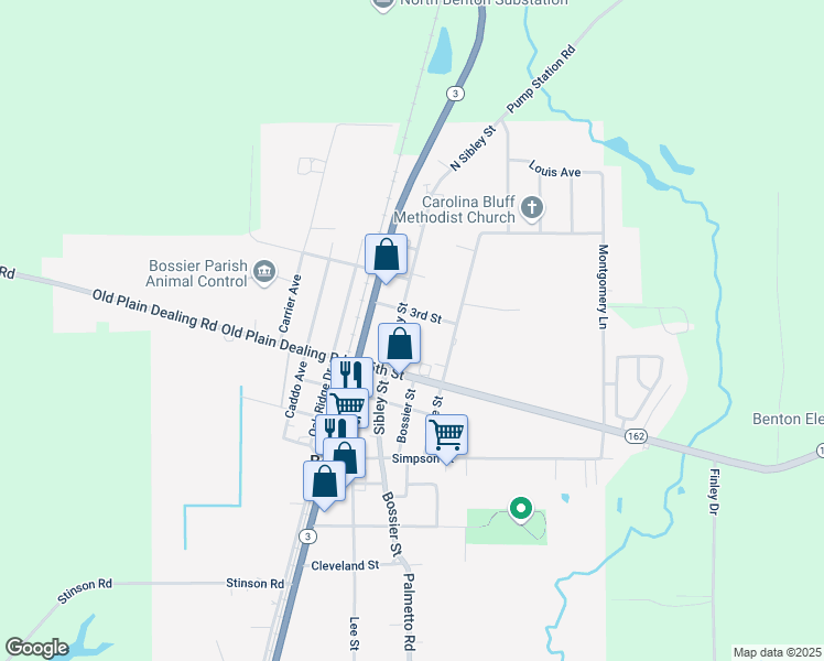 map of restaurants, bars, coffee shops, grocery stores, and more near 108 North Sibley Street in Benton