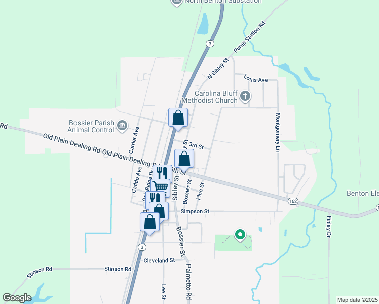 map of restaurants, bars, coffee shops, grocery stores, and more near 108 North Sibley Street in Benton