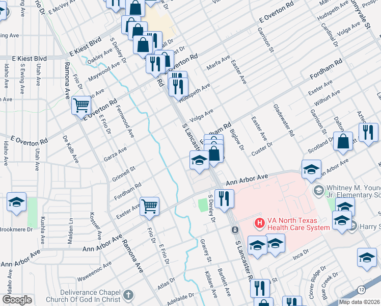 map of restaurants, bars, coffee shops, grocery stores, and more near 1819 Paducah Avenue in Dallas