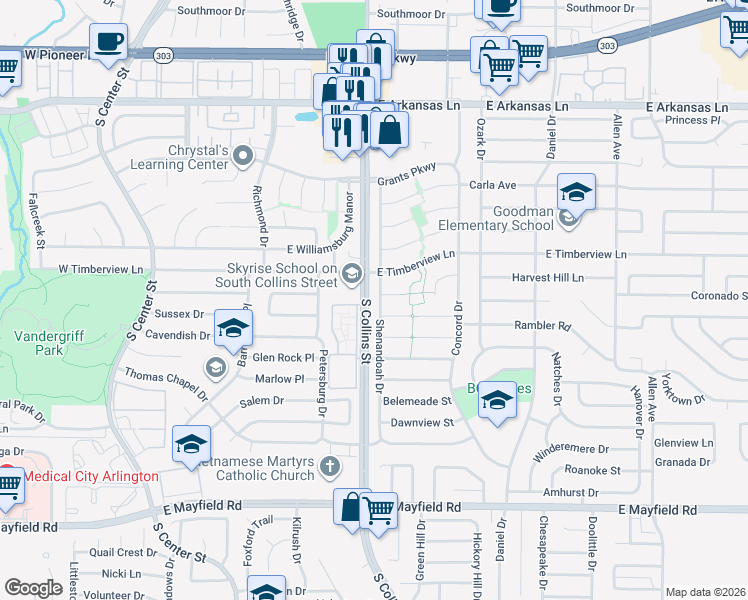 map of restaurants, bars, coffee shops, grocery stores, and more near 902 Bradbury Court in Arlington