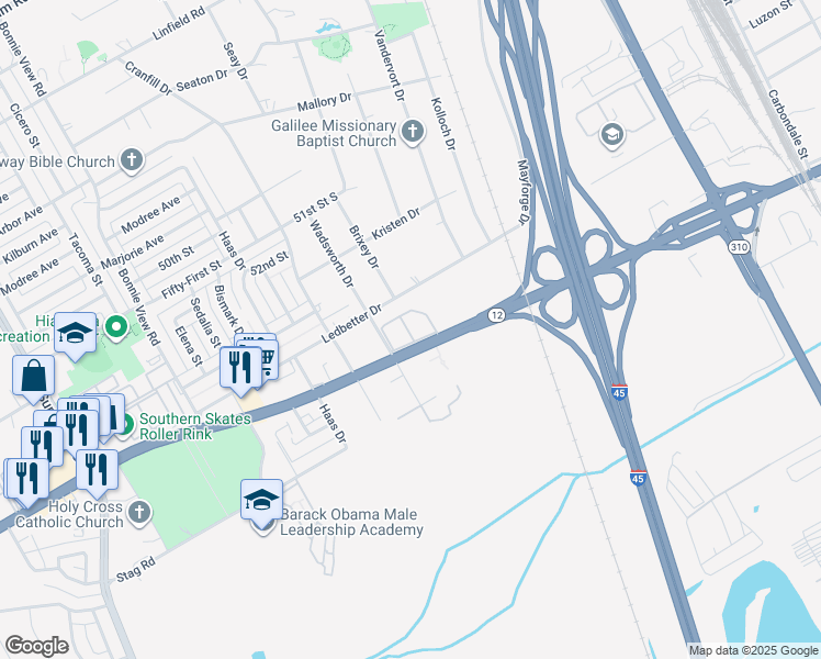 map of restaurants, bars, coffee shops, grocery stores, and more near 4950 Wadsworth Drive in Dallas