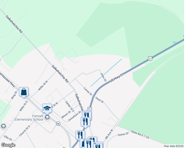 map of restaurants, bars, coffee shops, grocery stores, and more near in Yemassee