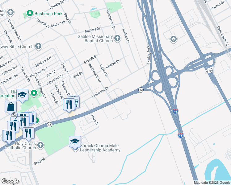 map of restaurants, bars, coffee shops, grocery stores, and more near 4950 Wadsworth Drive in Dallas