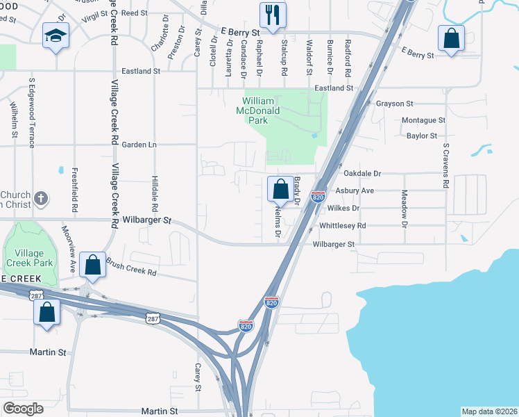 map of restaurants, bars, coffee shops, grocery stores, and more near 18 Country Estate Drive in Fort Worth