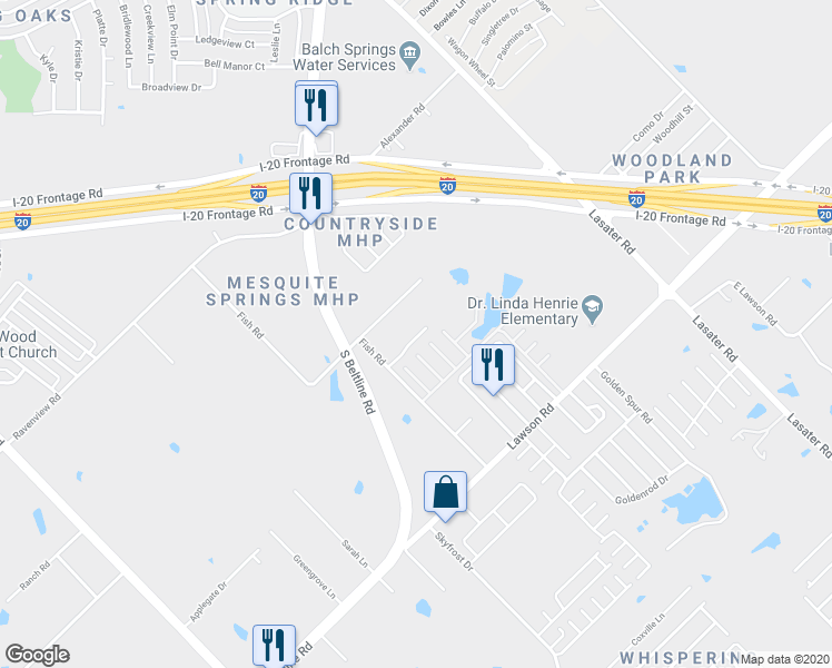 map of restaurants, bars, coffee shops, grocery stores, and more near 108 Diamond Court in Dallas