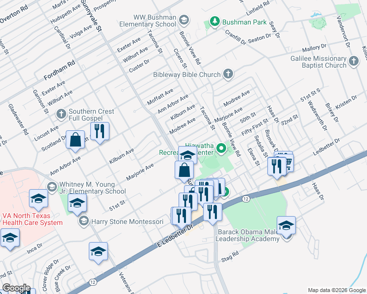 map of restaurants, bars, coffee shops, grocery stores, and more near 2936 Marjorie Avenue in Dallas