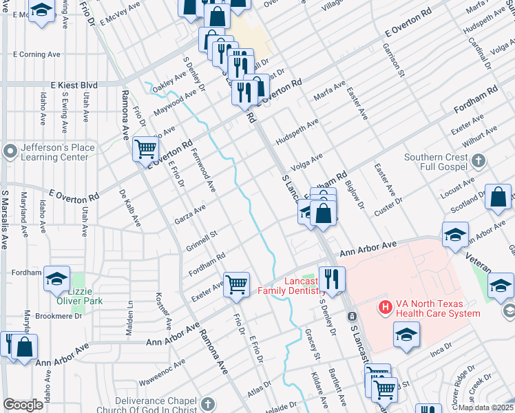 map of restaurants, bars, coffee shops, grocery stores, and more near 1730 Garza Avenue in Dallas