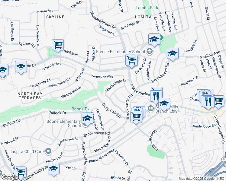 map of restaurants, bars, coffee shops, grocery stores, and more near 7704 Goldcrest Lane in San Diego
