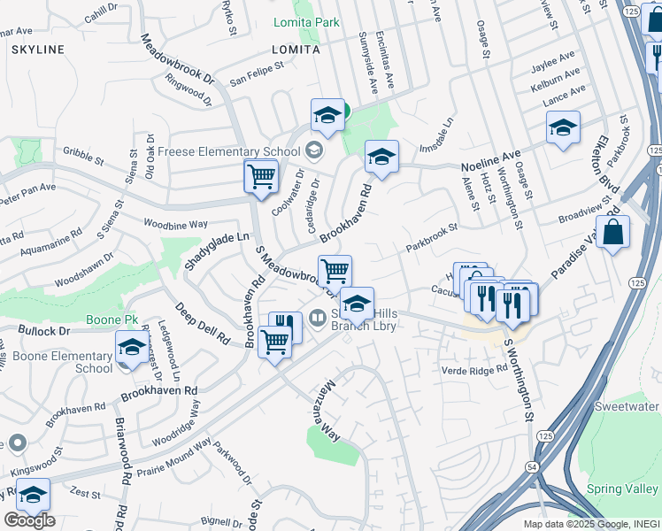 map of restaurants, bars, coffee shops, grocery stores, and more near 363 South Royal Oak Drive in San Diego
