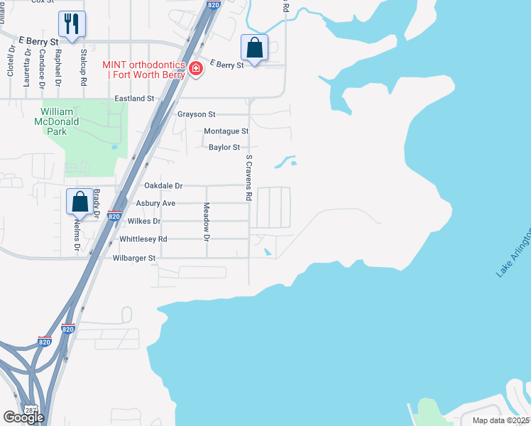 map of restaurants, bars, coffee shops, grocery stores, and more near 4220 Lakepoint Drive in Fort Worth