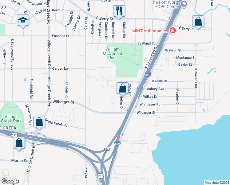map of restaurants, bars, coffee shops, grocery stores, and more near 18 Country Estate Drive in Fort Worth