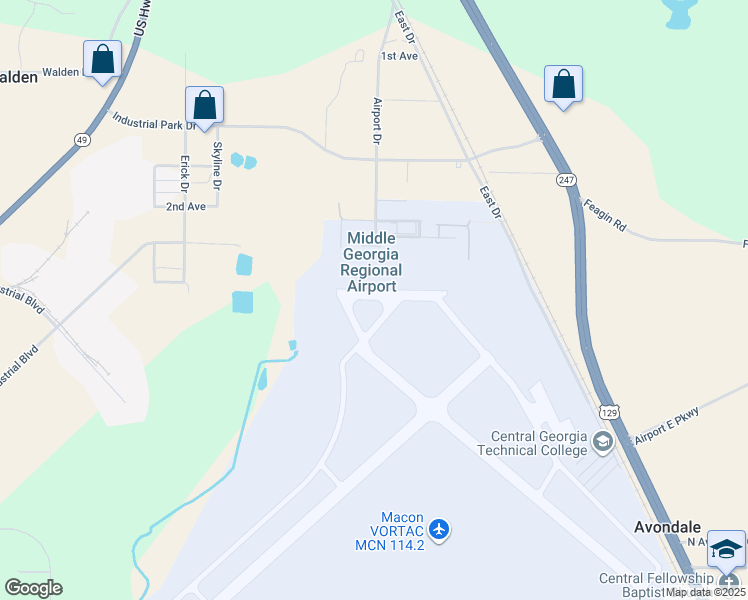 map of restaurants, bars, coffee shops, grocery stores, and more near in Macon