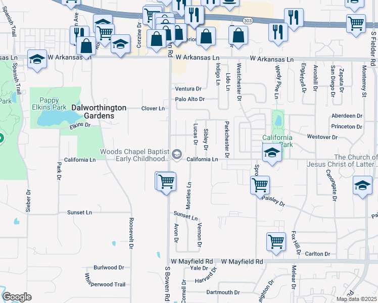 map of restaurants, bars, coffee shops, grocery stores, and more near 2711 Capistrano Court South in Arlington
