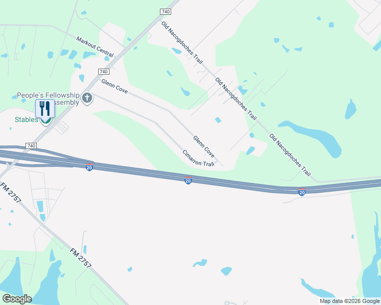 map of restaurants, bars, coffee shops, grocery stores, and more near 10265 Cimarron Trail in Forney