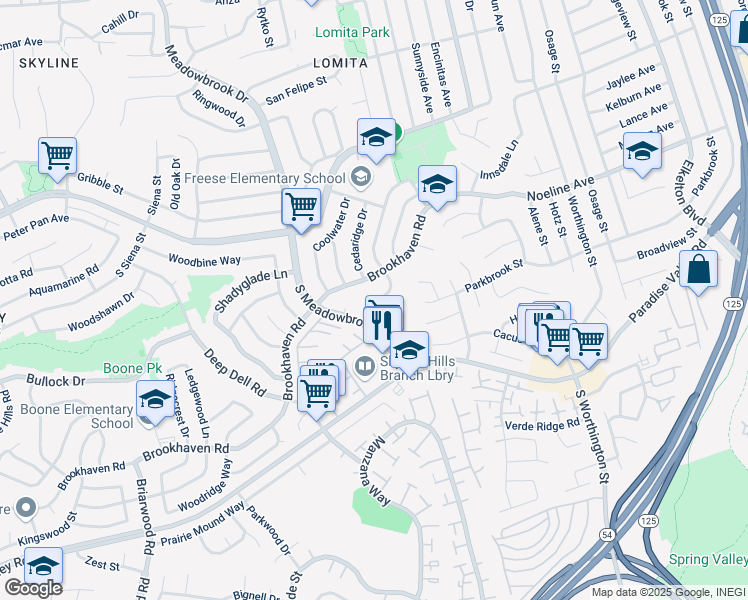 map of restaurants, bars, coffee shops, grocery stores, and more near 363 South Royal Oak Drive in San Diego