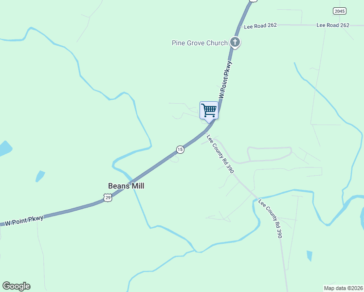 map of restaurants, bars, coffee shops, grocery stores, and more near 6602-6642 West Point Parkway in Opelika