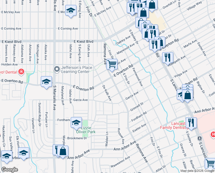 map of restaurants, bars, coffee shops, grocery stores, and more near 1303 Marfa Avenue in Dallas