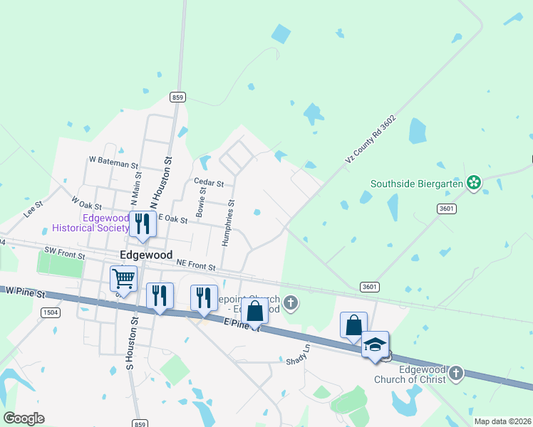 map of restaurants, bars, coffee shops, grocery stores, and more near in Edgewood