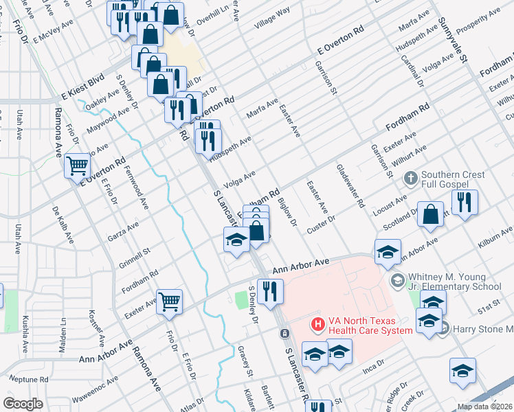 map of restaurants, bars, coffee shops, grocery stores, and more near 4102 Opal Avenue in Dallas