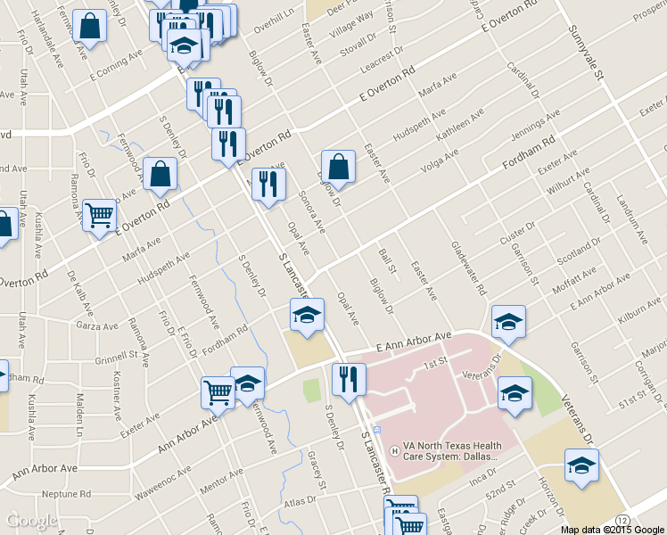 map of restaurants, bars, coffee shops, grocery stores, and more near 4111 Opal Avenue in Dallas