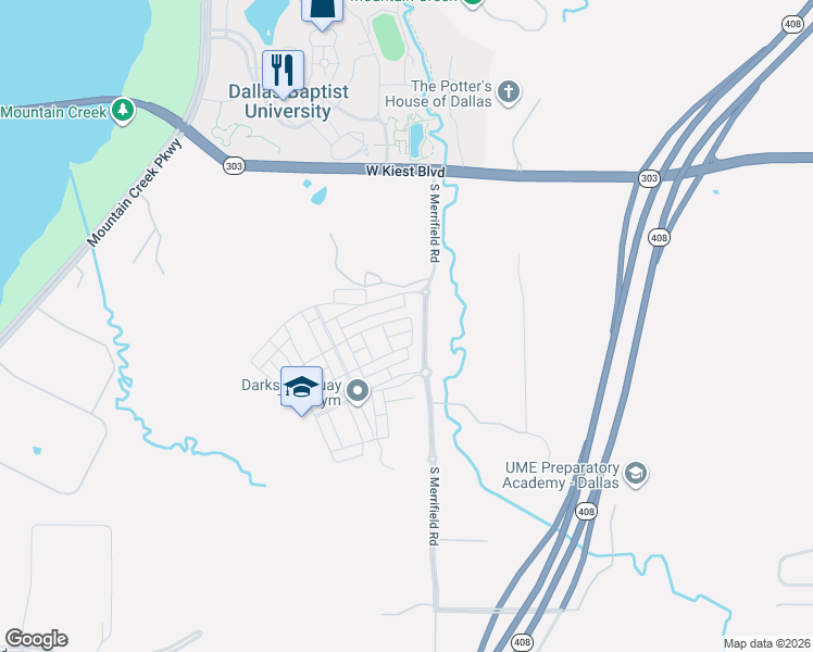 map of restaurants, bars, coffee shops, grocery stores, and more near 6903 Kingdom Estates Drive in Dallas