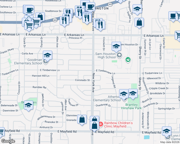 map of restaurants, bars, coffee shops, grocery stores, and more near 1804 Jubilee Trail in Arlington