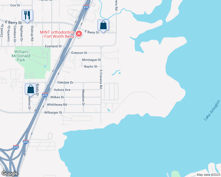 map of restaurants, bars, coffee shops, grocery stores, and more near 4220 Lakepoint Drive in Fort Worth
