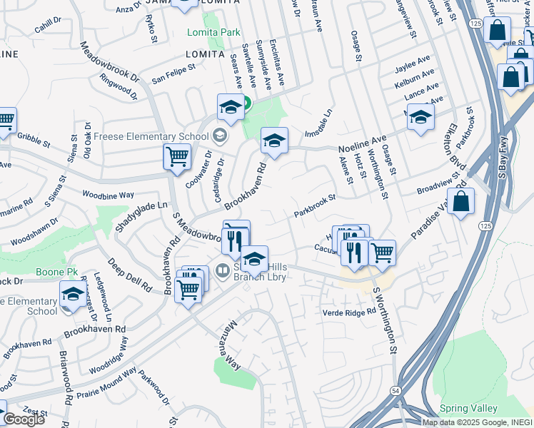 map of restaurants, bars, coffee shops, grocery stores, and more near 196 Parkcreek Court in San Diego