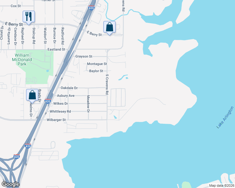 map of restaurants, bars, coffee shops, grocery stores, and more near 4220 Lakepoint Drive in Fort Worth