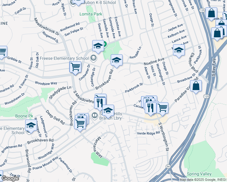map of restaurants, bars, coffee shops, grocery stores, and more near 196 Parkcreek Court in San Diego