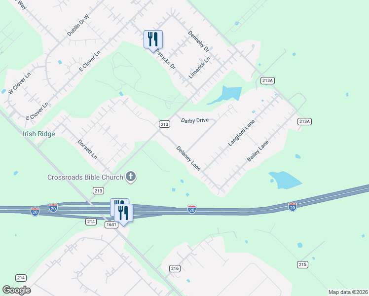 map of restaurants, bars, coffee shops, grocery stores, and more near 15122 Delaney Lane in Forney