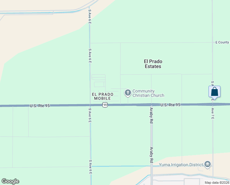 map of restaurants, bars, coffee shops, grocery stores, and more near Cam Ricardo in Yuma