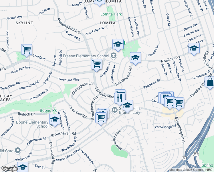 map of restaurants, bars, coffee shops, grocery stores, and more near 7924 Brookmeadow Place in San Diego