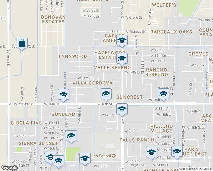 map of restaurants, bars, coffee shops, grocery stores, and more near 1488 South 41st Drive in Yuma