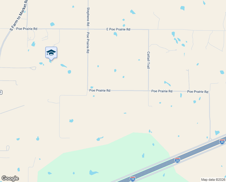 map of restaurants, bars, coffee shops, grocery stores, and more near 1300 Poe Prairie Road in Millsap