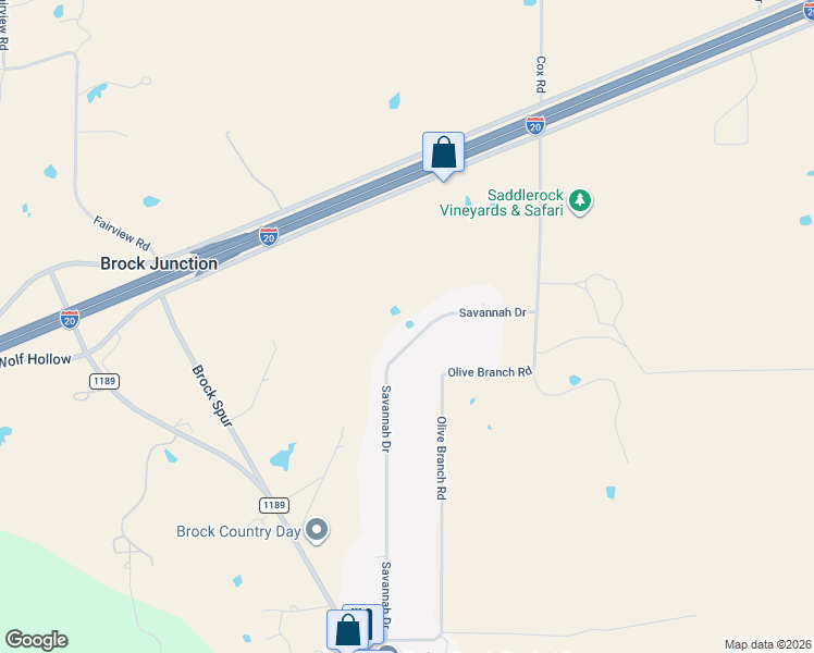 map of restaurants, bars, coffee shops, grocery stores, and more near 197 Savannah Drive in Brock