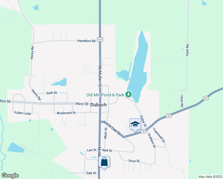 map of restaurants, bars, coffee shops, grocery stores, and more near Smith Street in Dubach