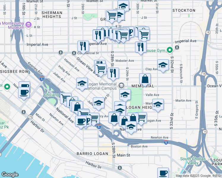 map of restaurants, bars, coffee shops, grocery stores, and more near 408 Sicard Street in San Diego