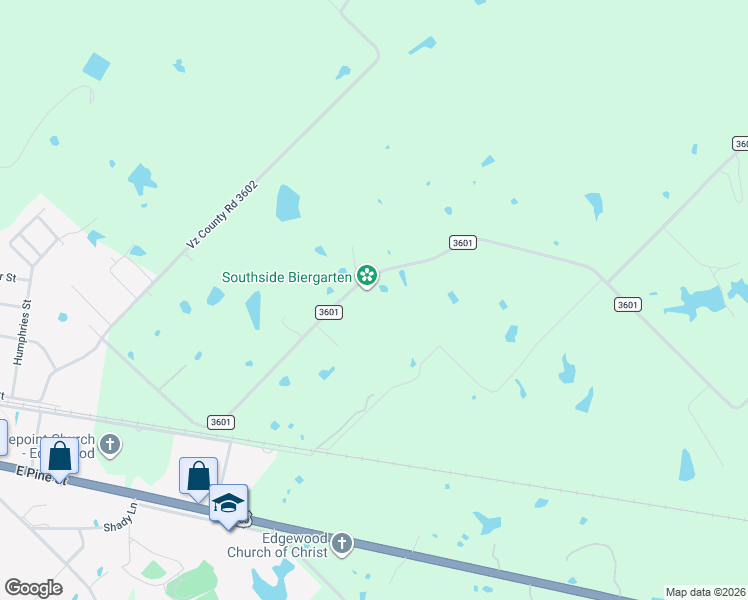 map of restaurants, bars, coffee shops, grocery stores, and more near 960 County Road 3601 in Edgewood