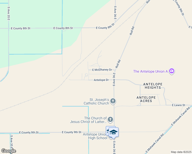 map of restaurants, bars, coffee shops, grocery stores, and more near 35757 East McElhaney Drive in Wellton