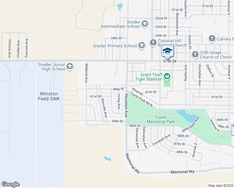 map of restaurants, bars, coffee shops, grocery stores, and more near 3500-3598 40th Street in Snyder