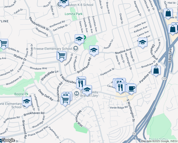 map of restaurants, bars, coffee shops, grocery stores, and more near 99 Parkcreek Court in San Diego