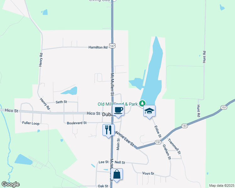 map of restaurants, bars, coffee shops, grocery stores, and more near Smith Street in Dubach