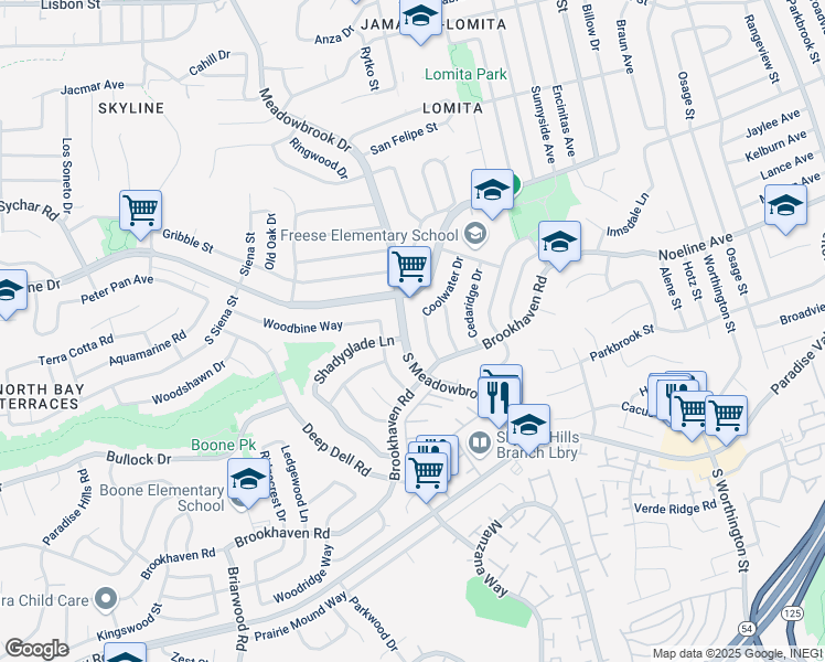 map of restaurants, bars, coffee shops, grocery stores, and more near 226 Coolwater Drive in San Diego