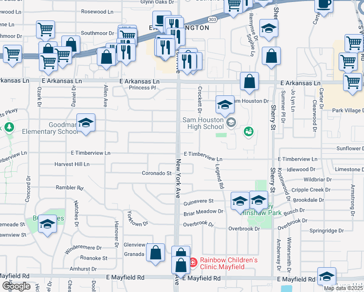 map of restaurants, bars, coffee shops, grocery stores, and more near 1900 Redwood Street in Arlington