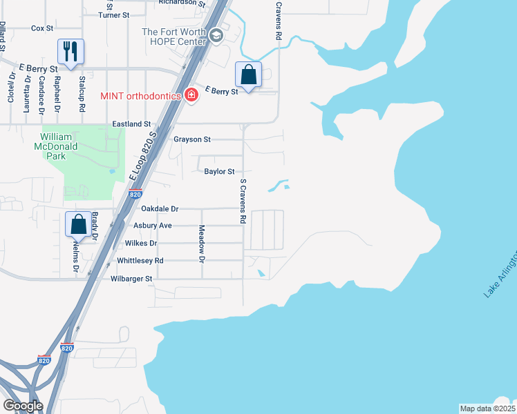 map of restaurants, bars, coffee shops, grocery stores, and more near 6009 Sunnyside Drive in Fort Worth