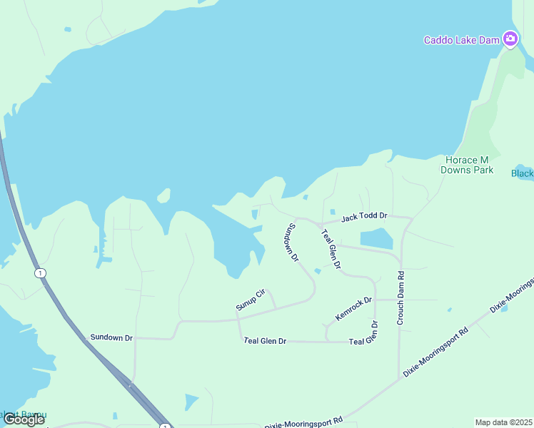 map of restaurants, bars, coffee shops, grocery stores, and more near 7979 Sunset Ln in Mooringsport