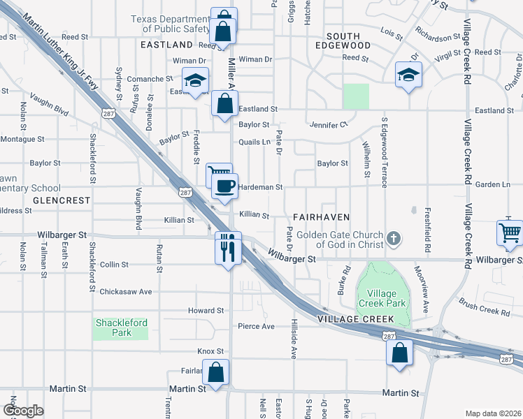 map of restaurants, bars, coffee shops, grocery stores, and more near in Fort Worth